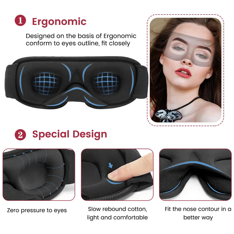 Máscara de dormir 3d bloquear luz máscara de sono para olhos macio dormir ajuda máscara de olho para viagens noite respirável slaapmasker